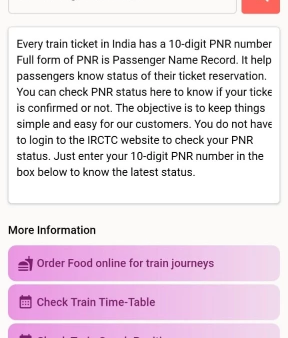 Check train PNR status without making extra efforts