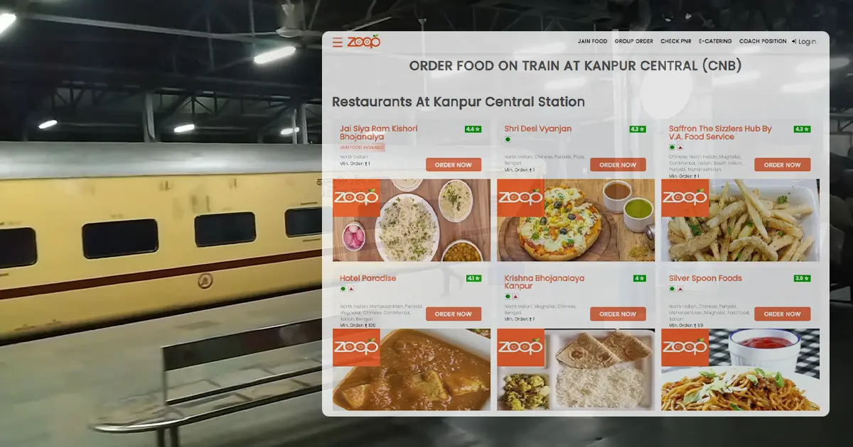कानपुर स्टेशन (सेंट्रल) पर खाना ट्रेन में पहुंचाने वाले रेस्टोरेंट्स