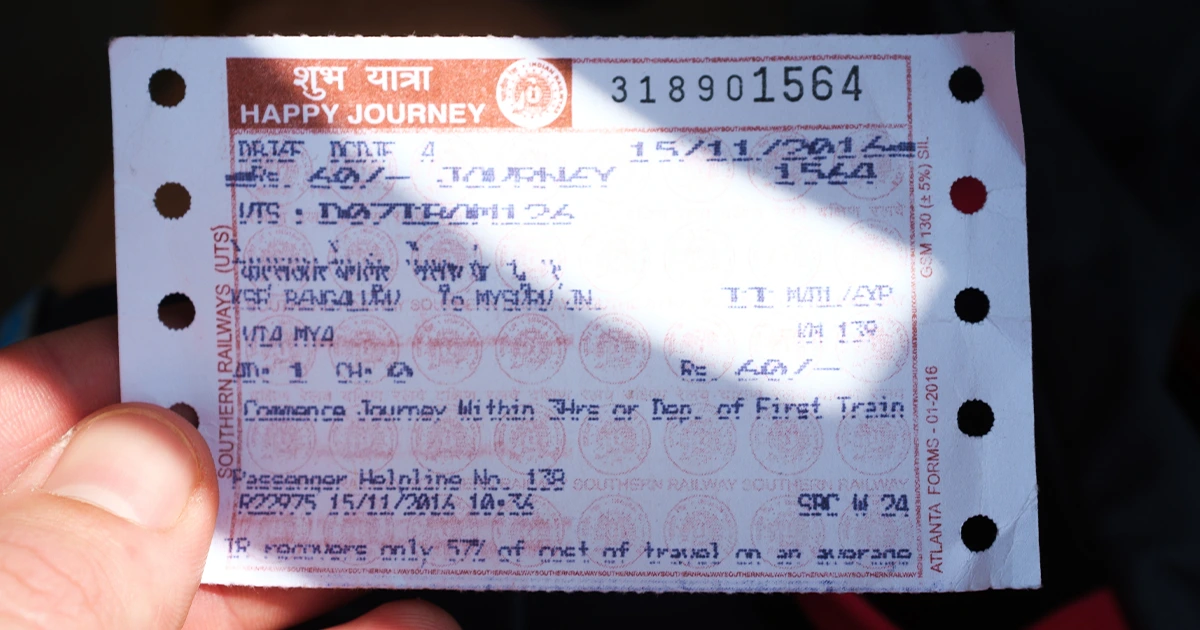 Train ticket and documents for Indian railways passengers